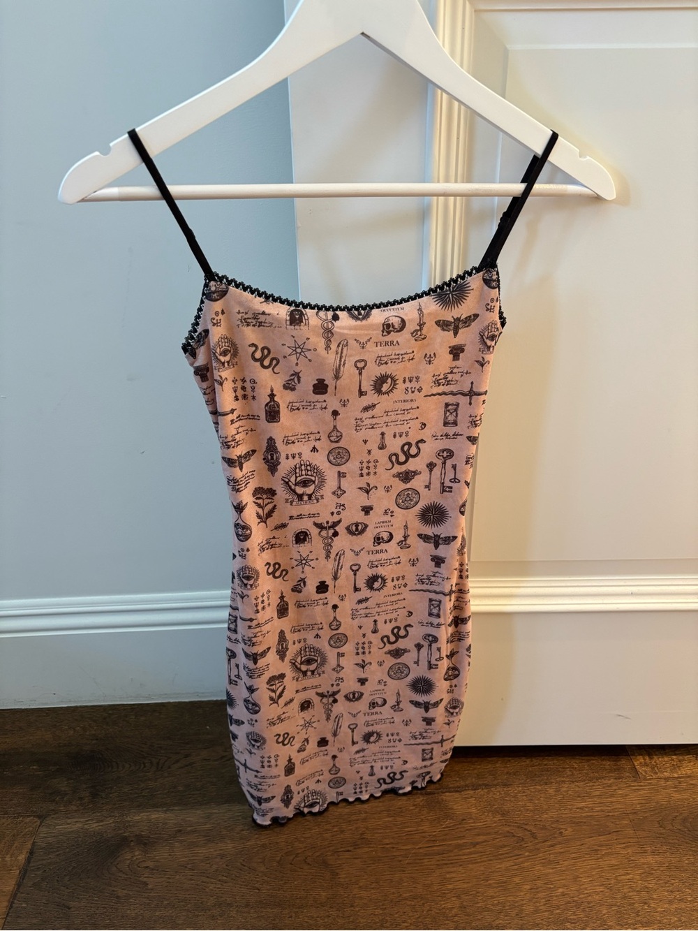 Princess Polly Tan Slip Dress with Black Lace Trim